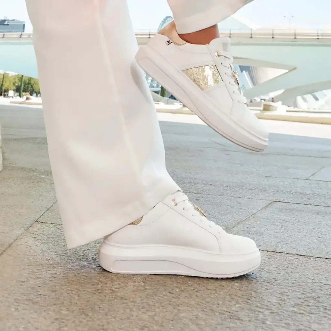 Rieker Evolution W1202-82 White & Gold Sneaker