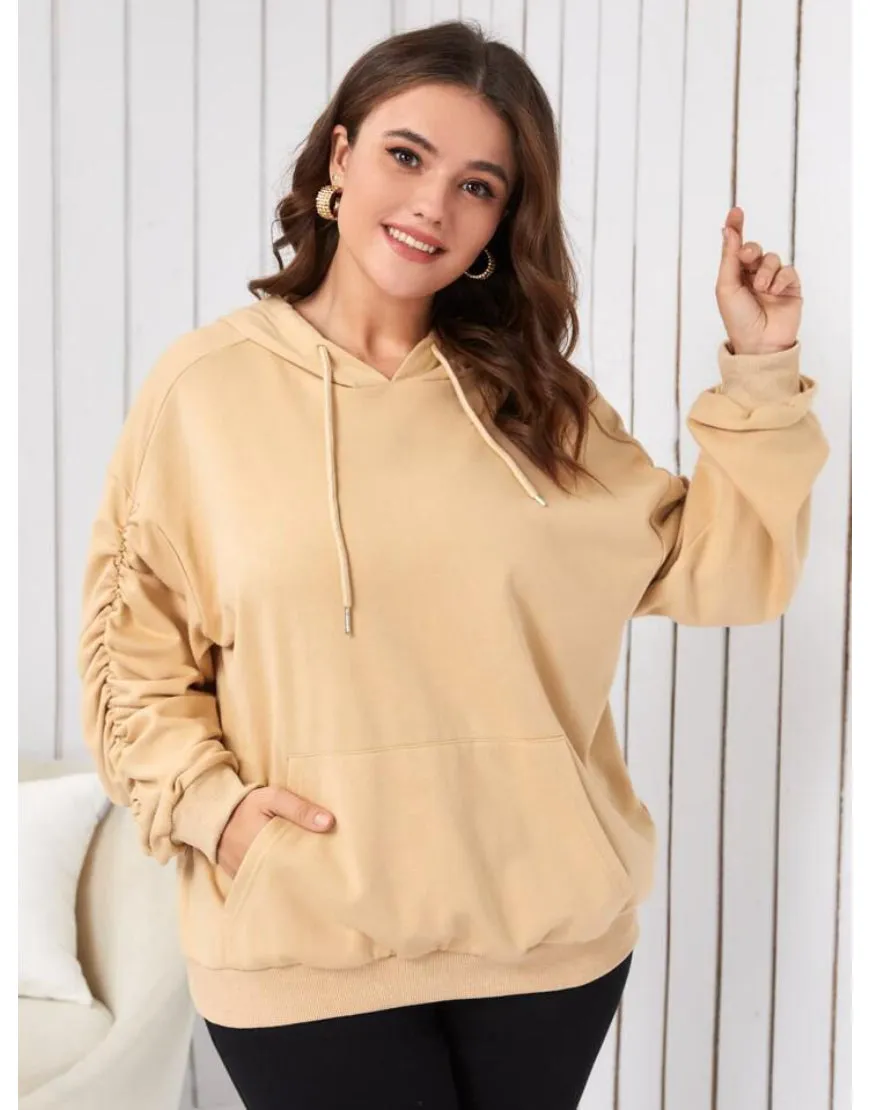 Ruched Sleeves Hoodies (Minor Defect)