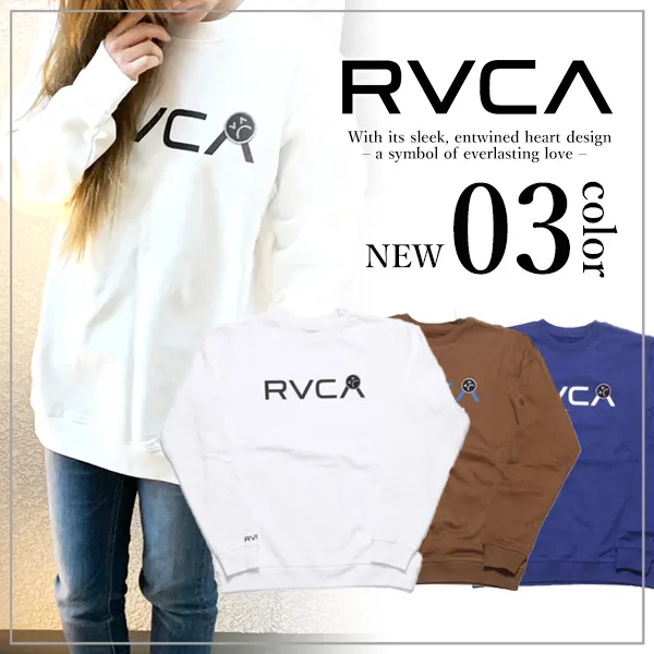 RVCA  |Crew Neck Unisex Long Sleeves Plain Logo Sweatshirts