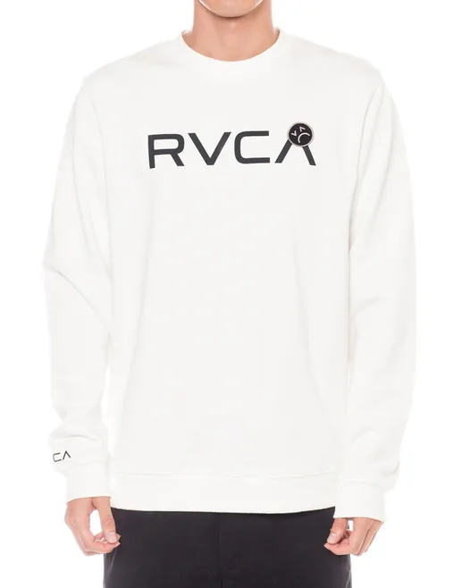 RVCA  |Crew Neck Unisex Long Sleeves Plain Logo Sweatshirts