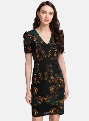 Scarf Print Stretchable Midi Dress