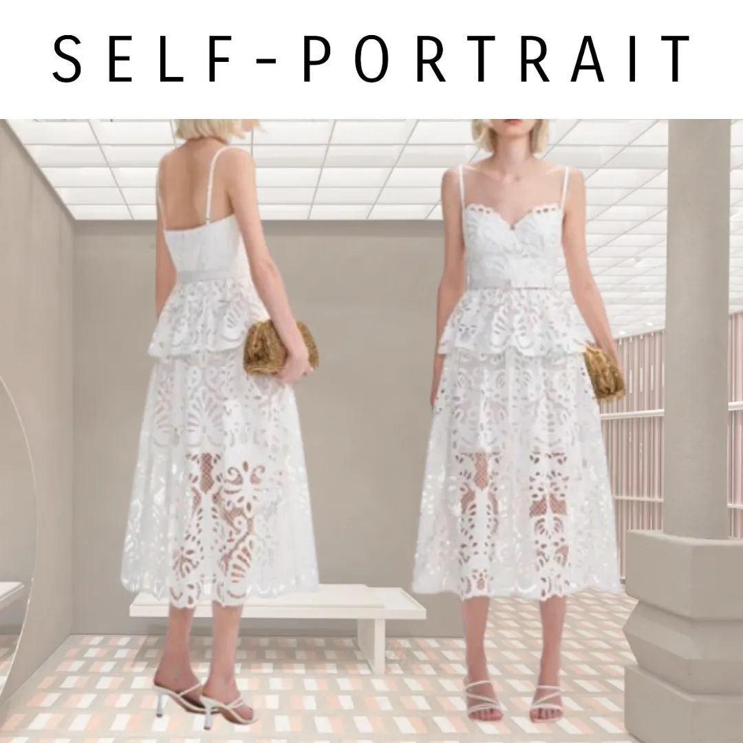 SELF PORTRAIT  |Flower Patterns Lace-up Casual Style Blended Fabrics