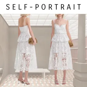 SELF PORTRAIT  |Flower Patterns Lace-up Casual Style Blended Fabrics