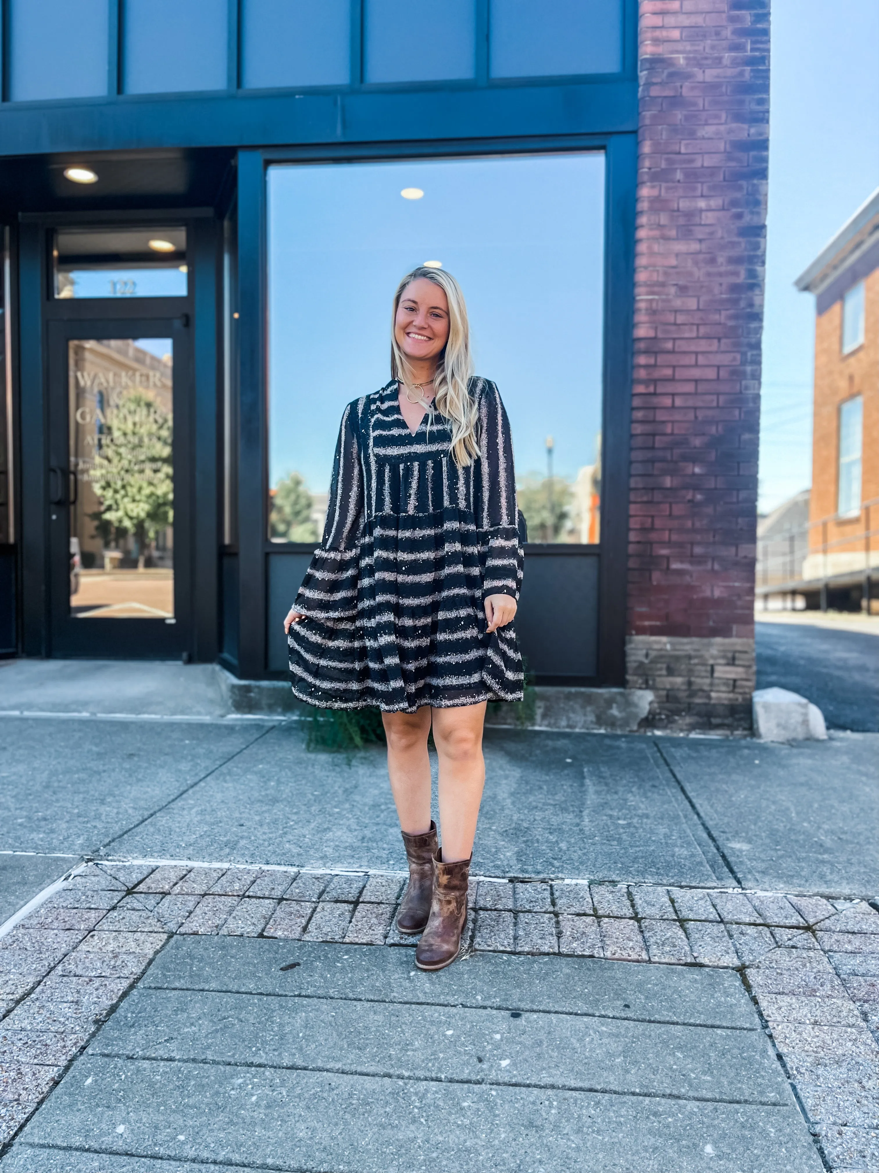 Stardust Striped Mini Dress