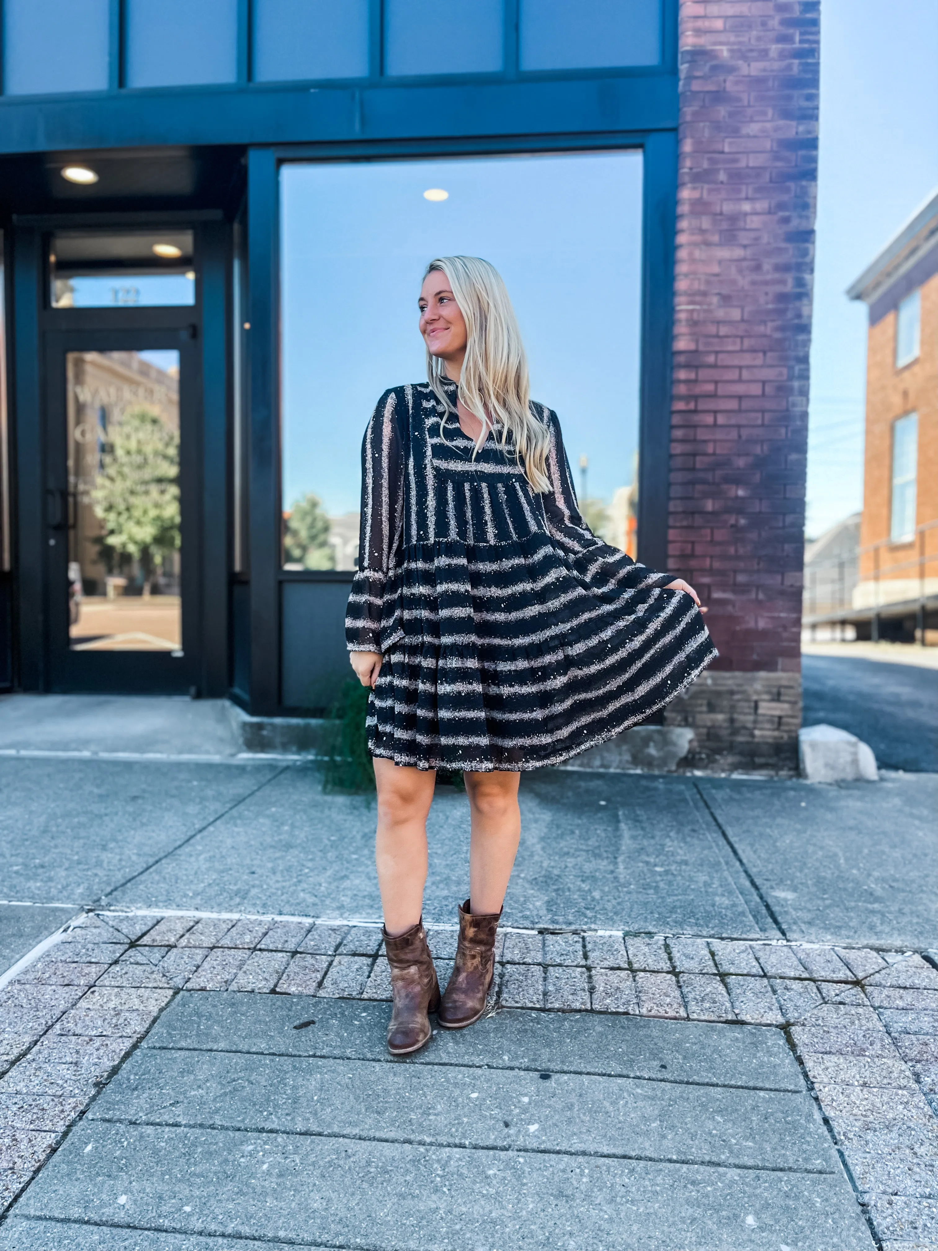 Stardust Striped Mini Dress