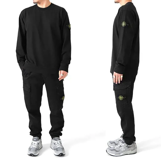 STONE ISLAND  |Crew Neck Long Sleeves Cotton Logos on the Sleeves