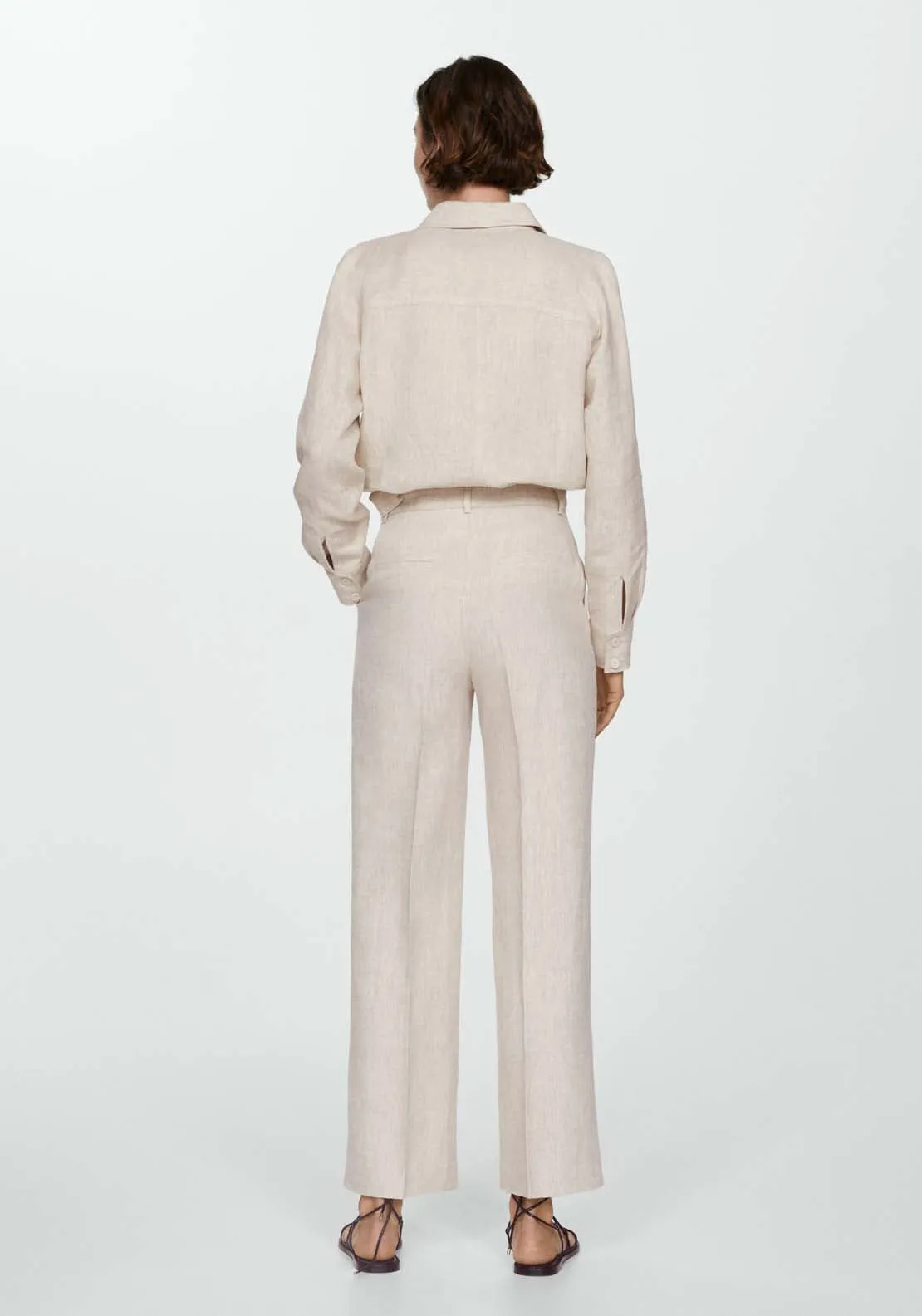 Straight linen-blend trousers