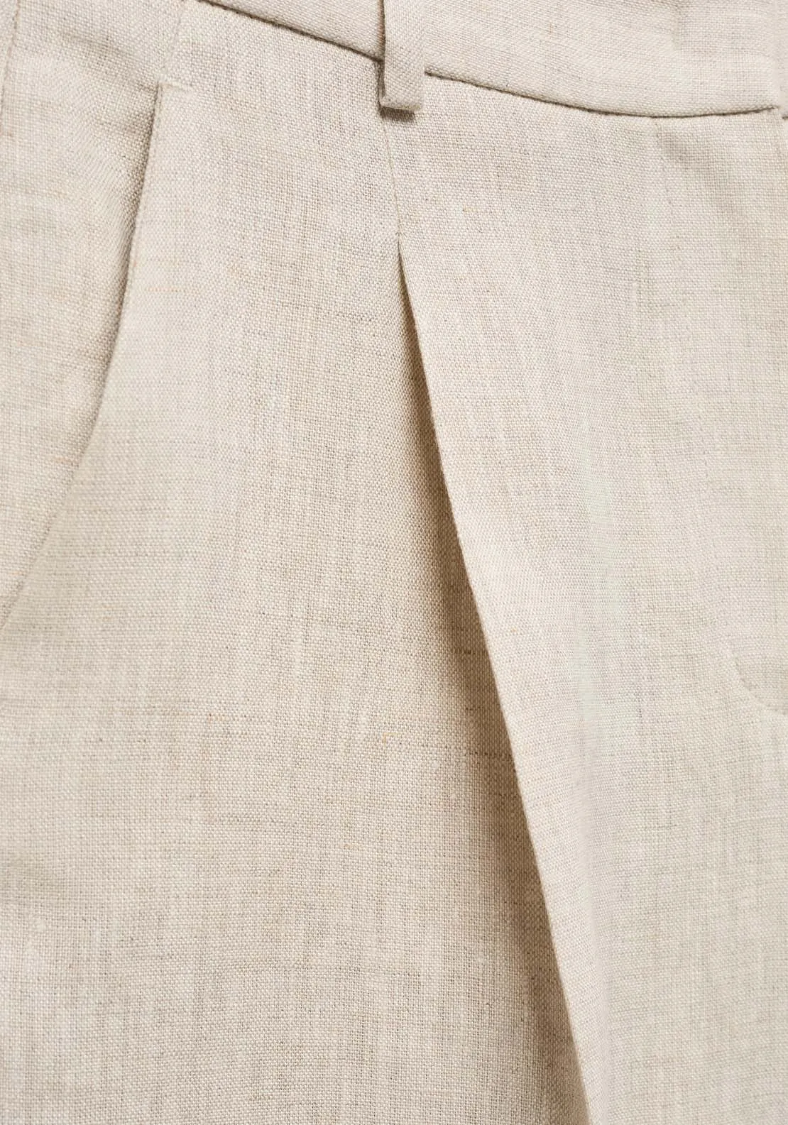 Straight linen-blend trousers