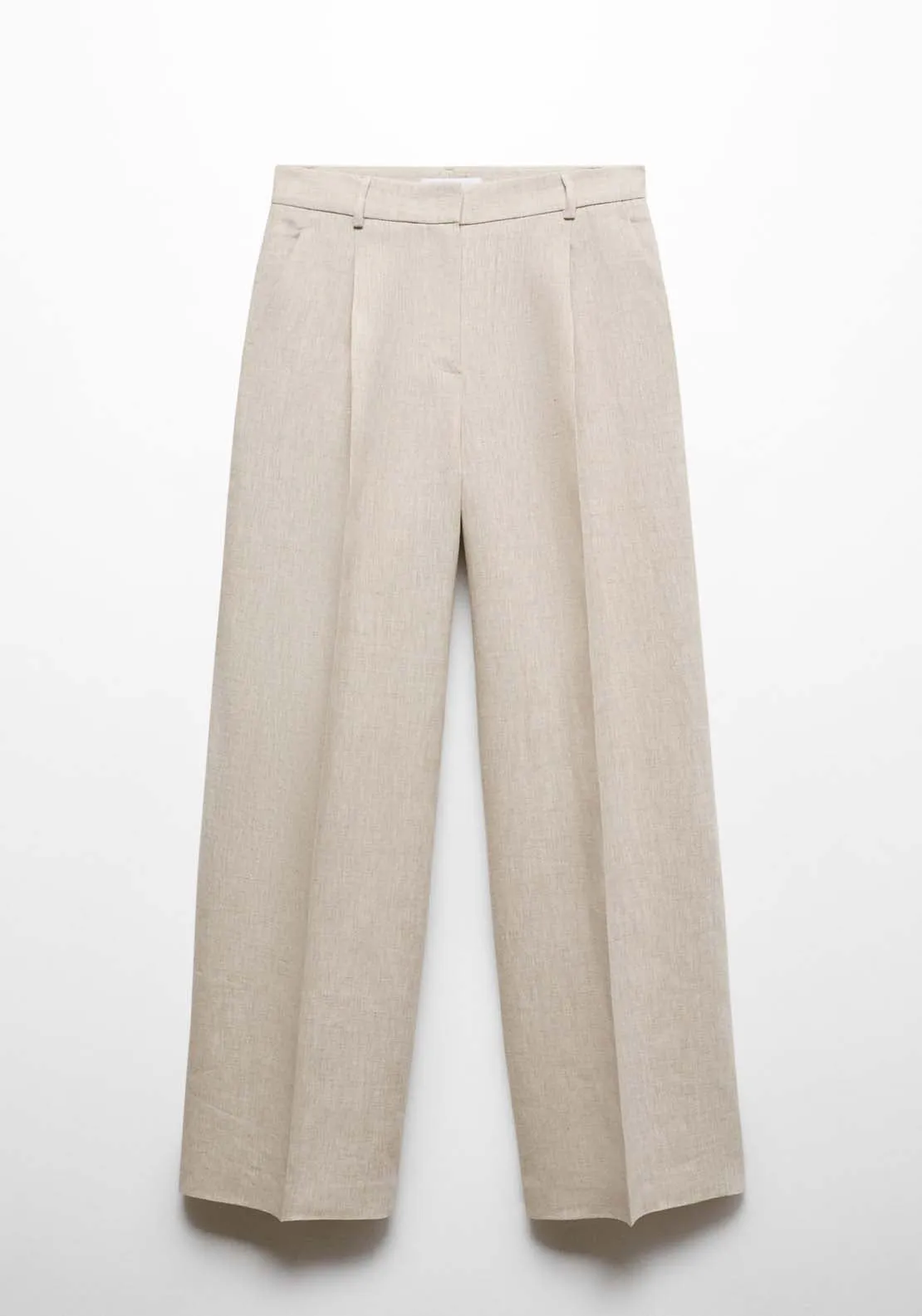 Straight linen-blend trousers