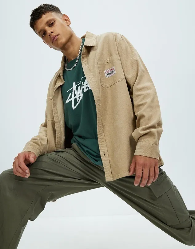 STUSSY  |Corduroy Street Style Long Sleeves Plain Cotton Logo