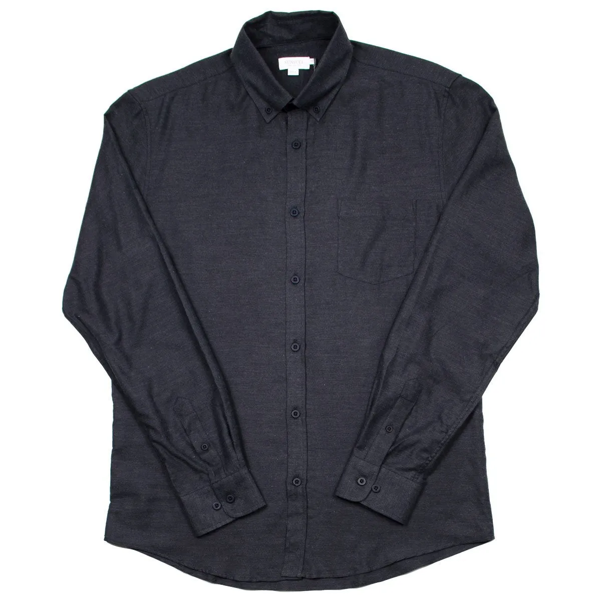 Sunspel - Button-down Flannel Shirt - Charcoal