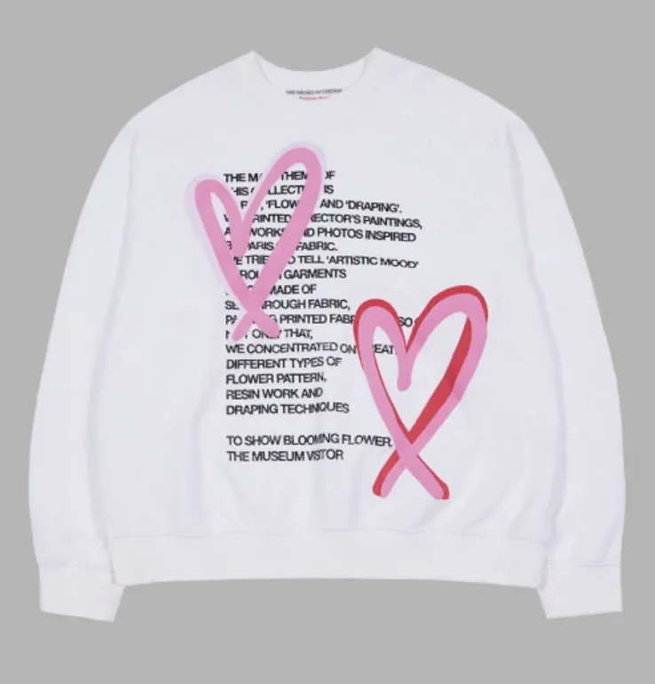 THE MUSEUM VISITOR  |Crew Neck Heart Unisex Street Style U-Neck Bi-color