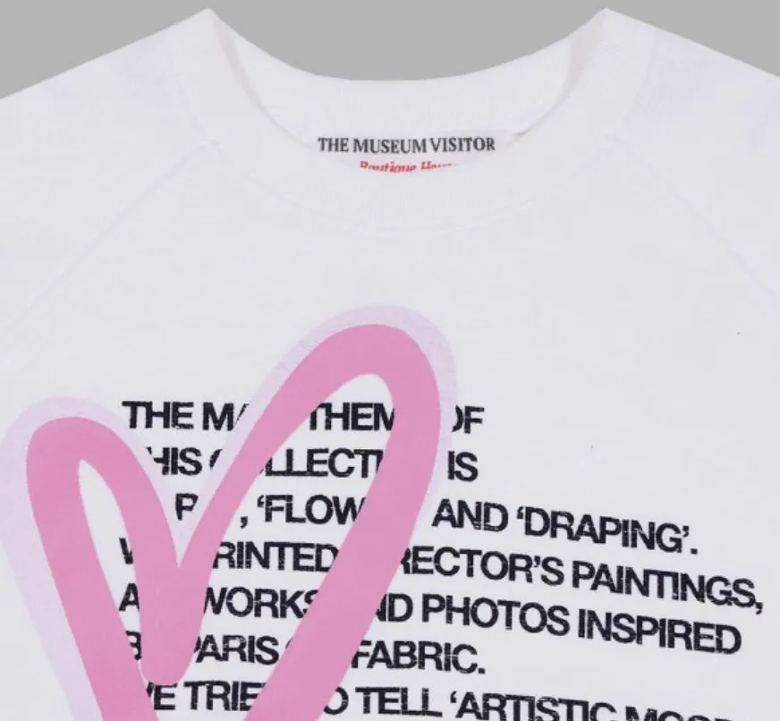 THE MUSEUM VISITOR  |Crew Neck Heart Unisex Street Style U-Neck Bi-color