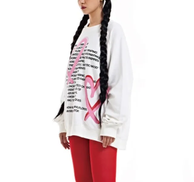 THE MUSEUM VISITOR  |Crew Neck Heart Unisex Street Style U-Neck Bi-color