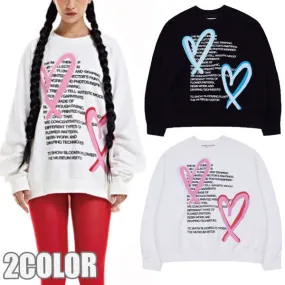 THE MUSEUM VISITOR  |Crew Neck Heart Unisex Street Style U-Neck Bi-color