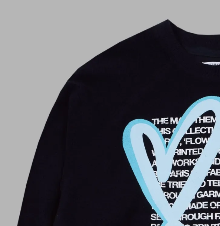 THE MUSEUM VISITOR  |Crew Neck Heart Unisex Street Style U-Neck Bi-color