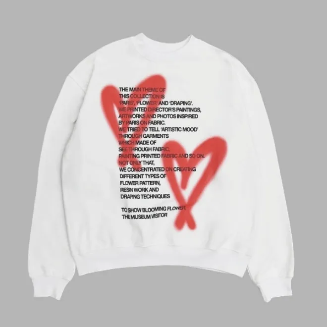 THE MUSEUM VISITOR  |Heart Unisex Street Style U-Neck Long Sleeves Plain