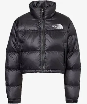 The North Face Womens Black Nuptse cropped relaxed-fit hell-down jacket