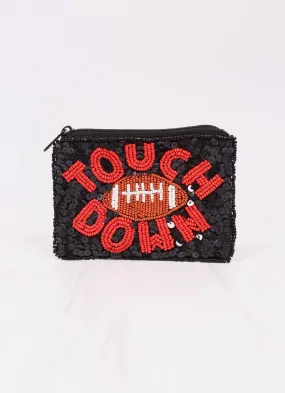 Touch Down Sequin Pouch BLACK RED