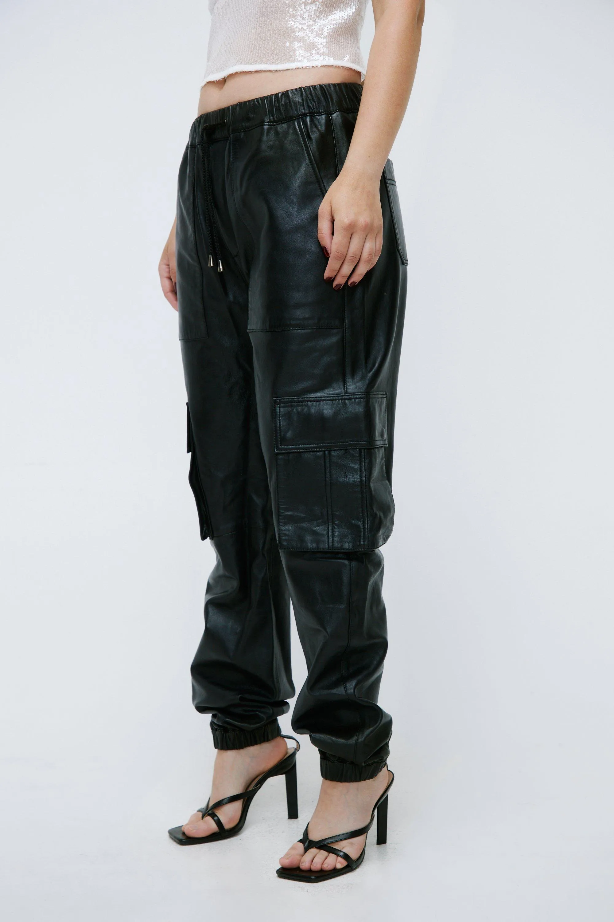 Trousers | Real Leather Pocket Detail Cargo Trousers | NastyGal