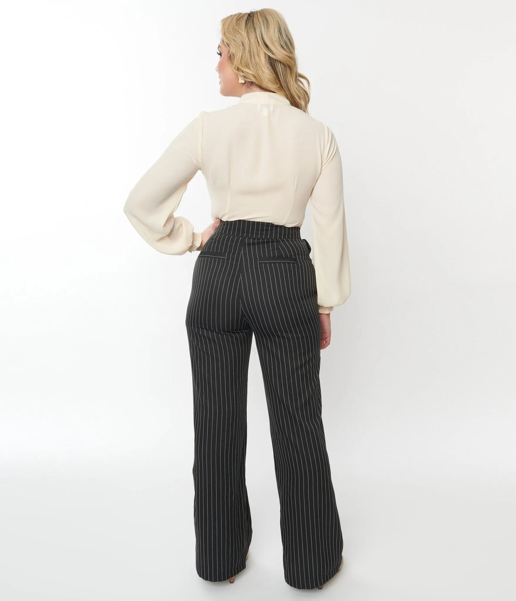 Unique Vintage 1940s Black & White Pinstripe Sailor Pants