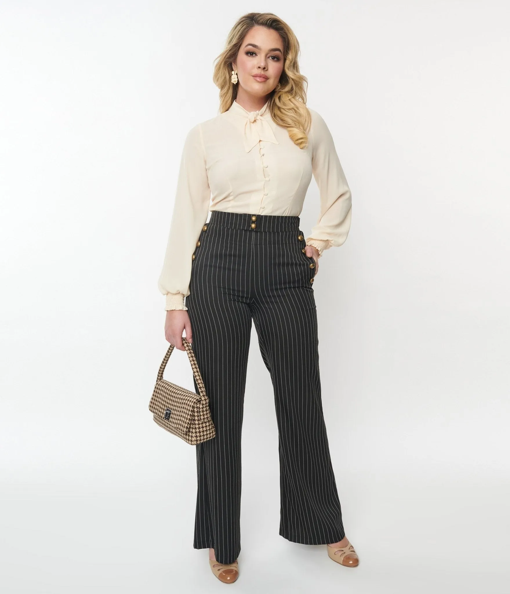 Unique Vintage 1940s Black & White Pinstripe Sailor Pants