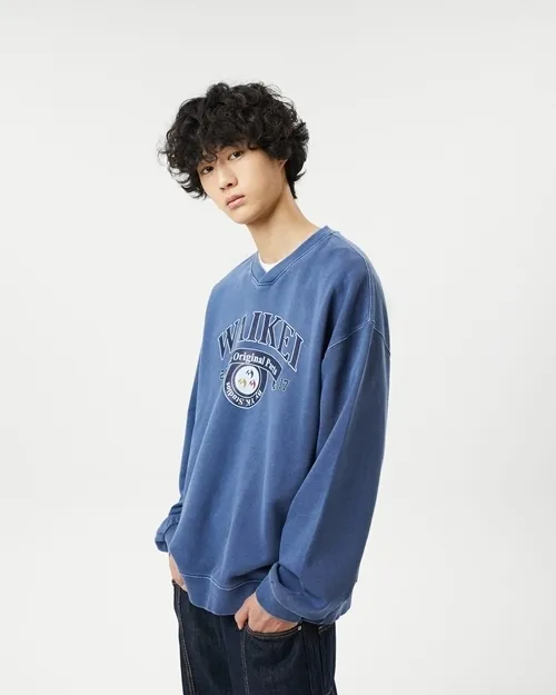 Wai Kei  |Unisex Street Style V-Neck Long Sleeves Plain Cotton Medium