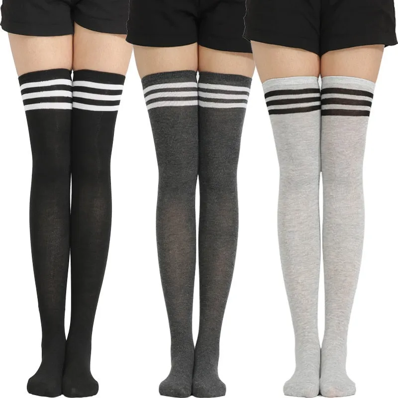 Woman Popular High Socks Long Striped Stockings Sexy Women Thigh High Socks