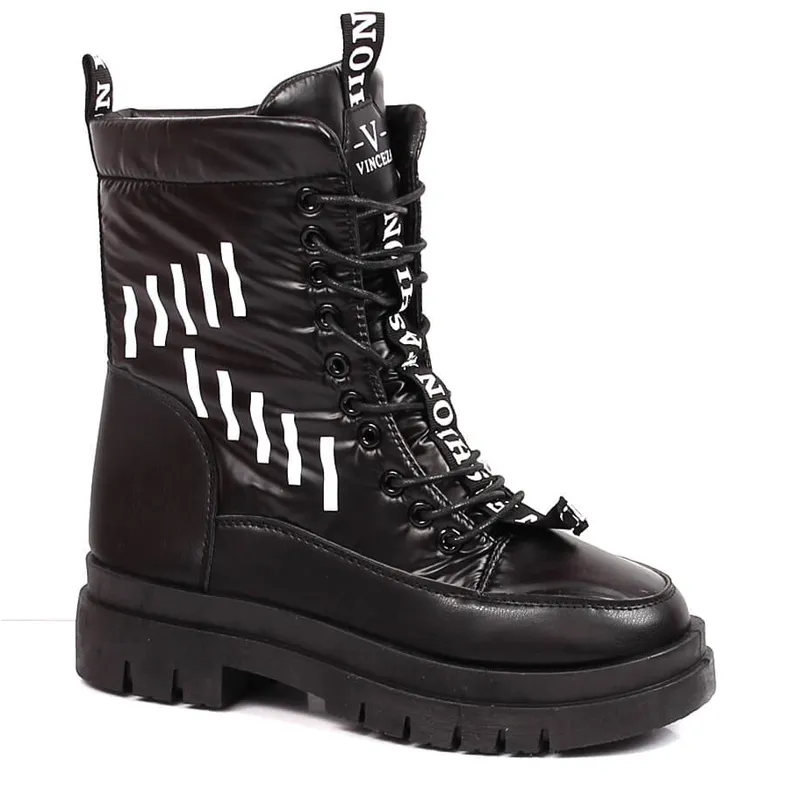 Women's lace-up snow boots with a black Vinceza platform