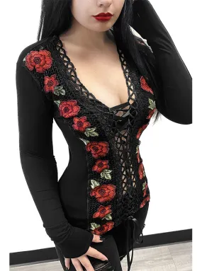 Women's Flamenco Rose Lace Up Corset Top