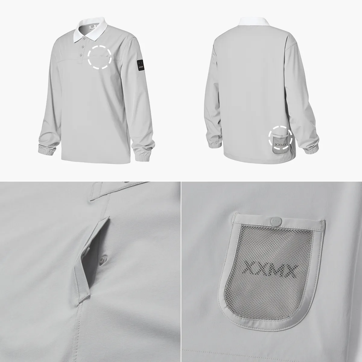 XEXYMIX  |Street Style Long Sleeves Plain Logo Polos