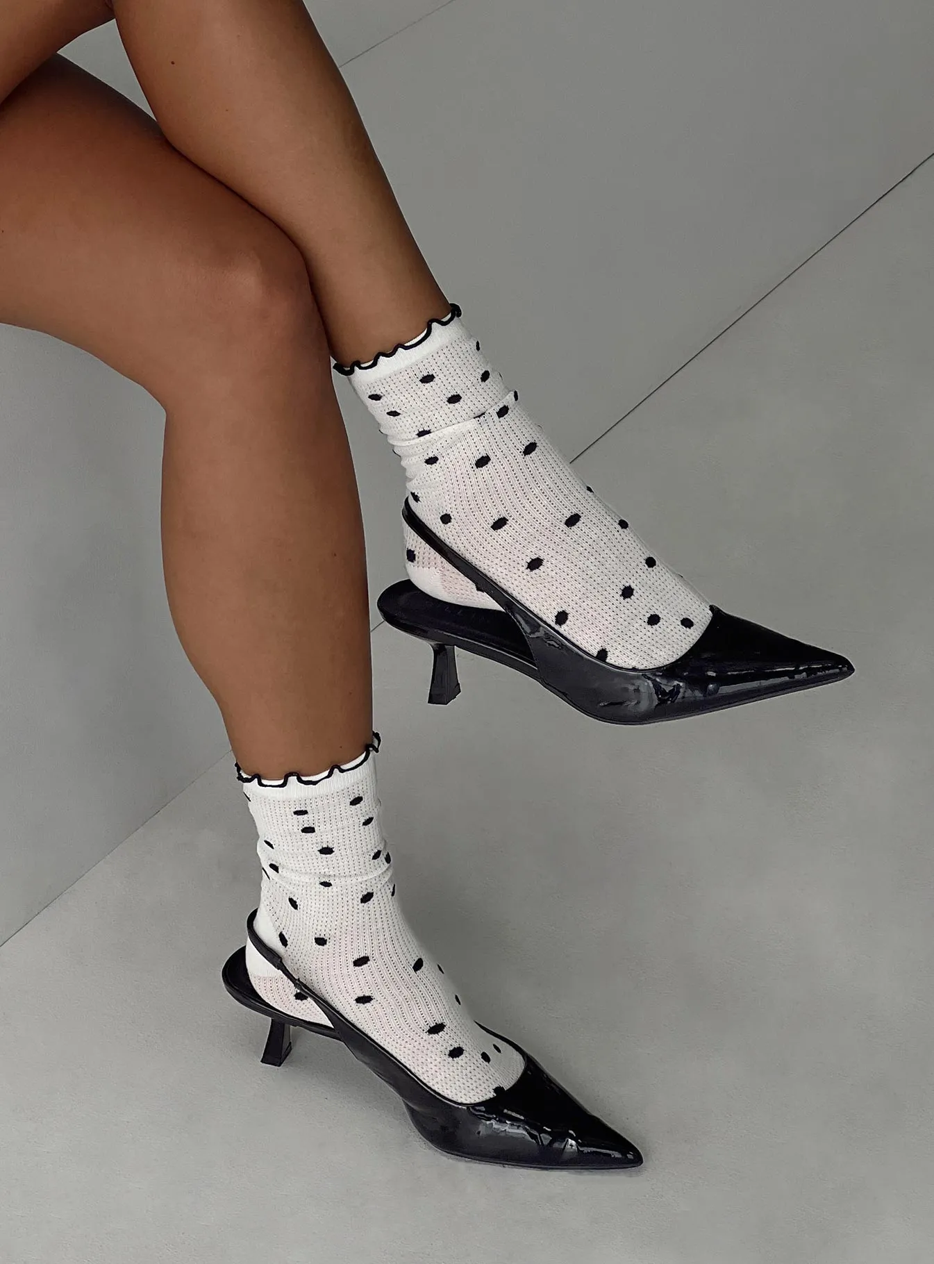 Yang Polka Dot Socks White