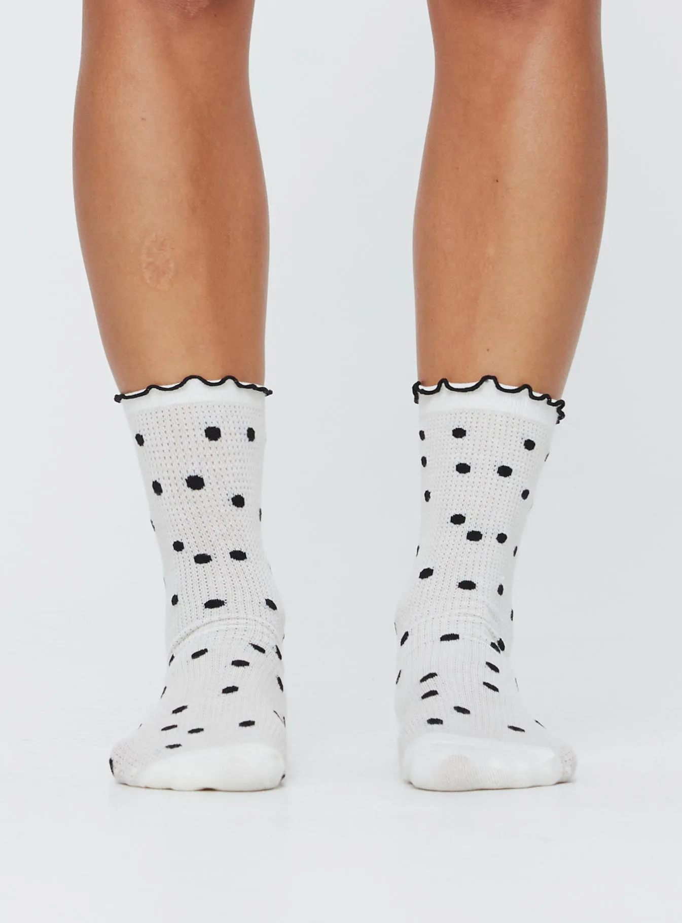 Yang Polka Dot Socks White