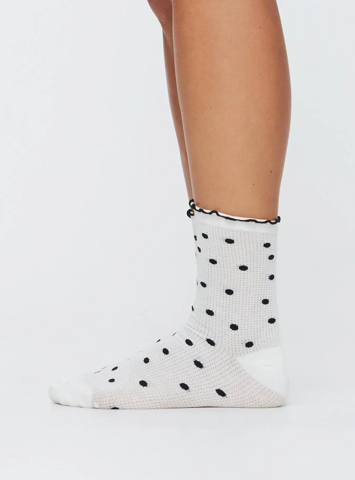 Yang Polka Dot Socks White