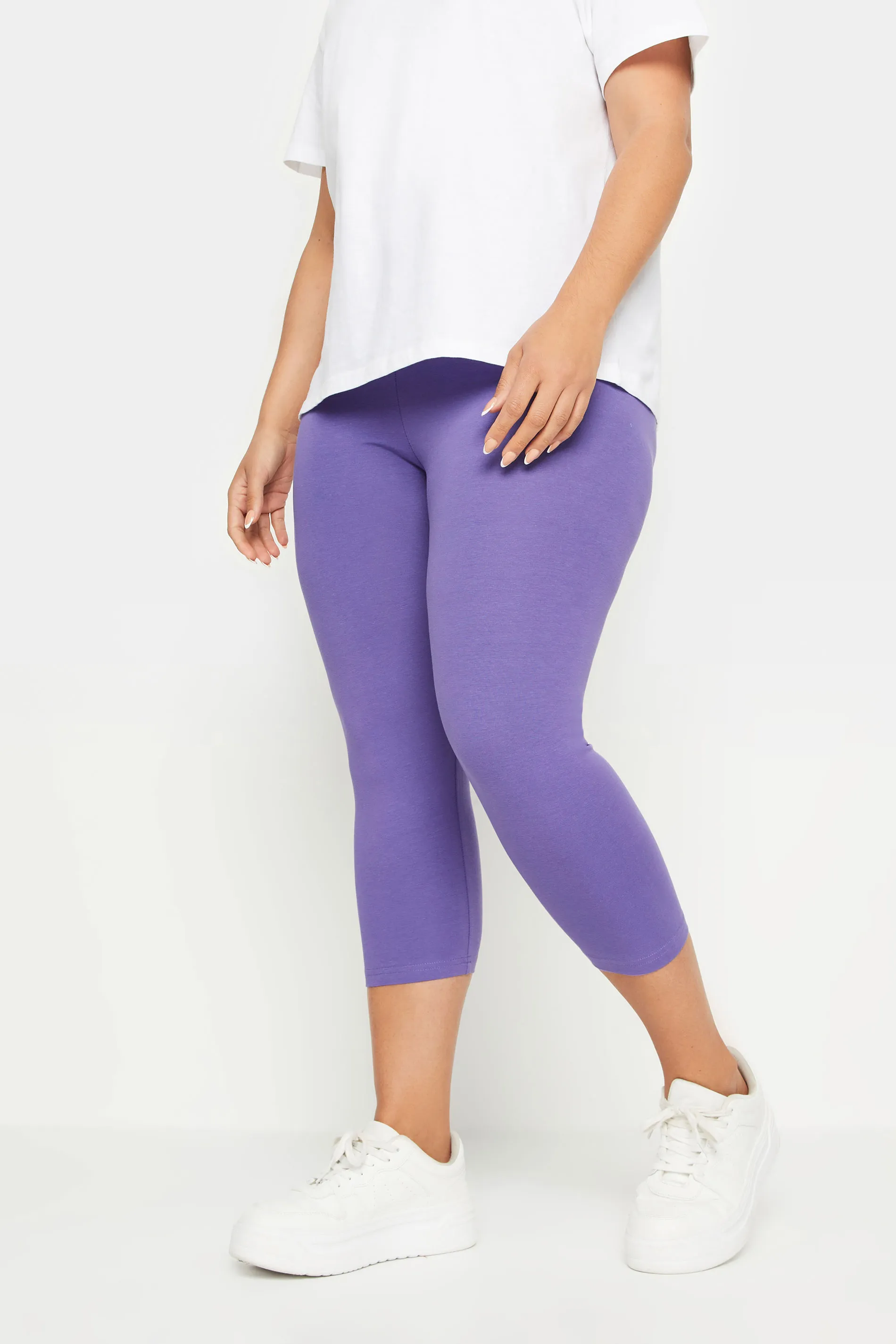 YOURS Curve Purple Cropped Leggings