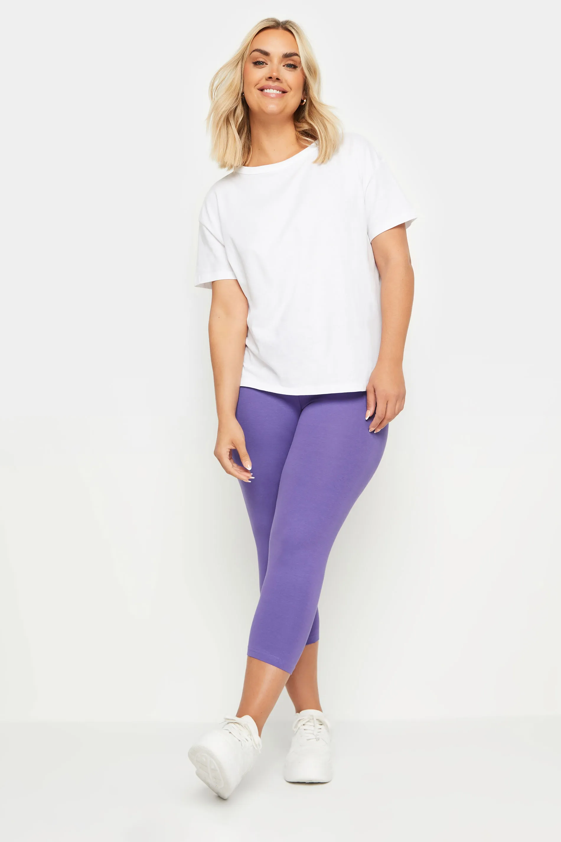 YOURS Curve Purple Cropped Leggings