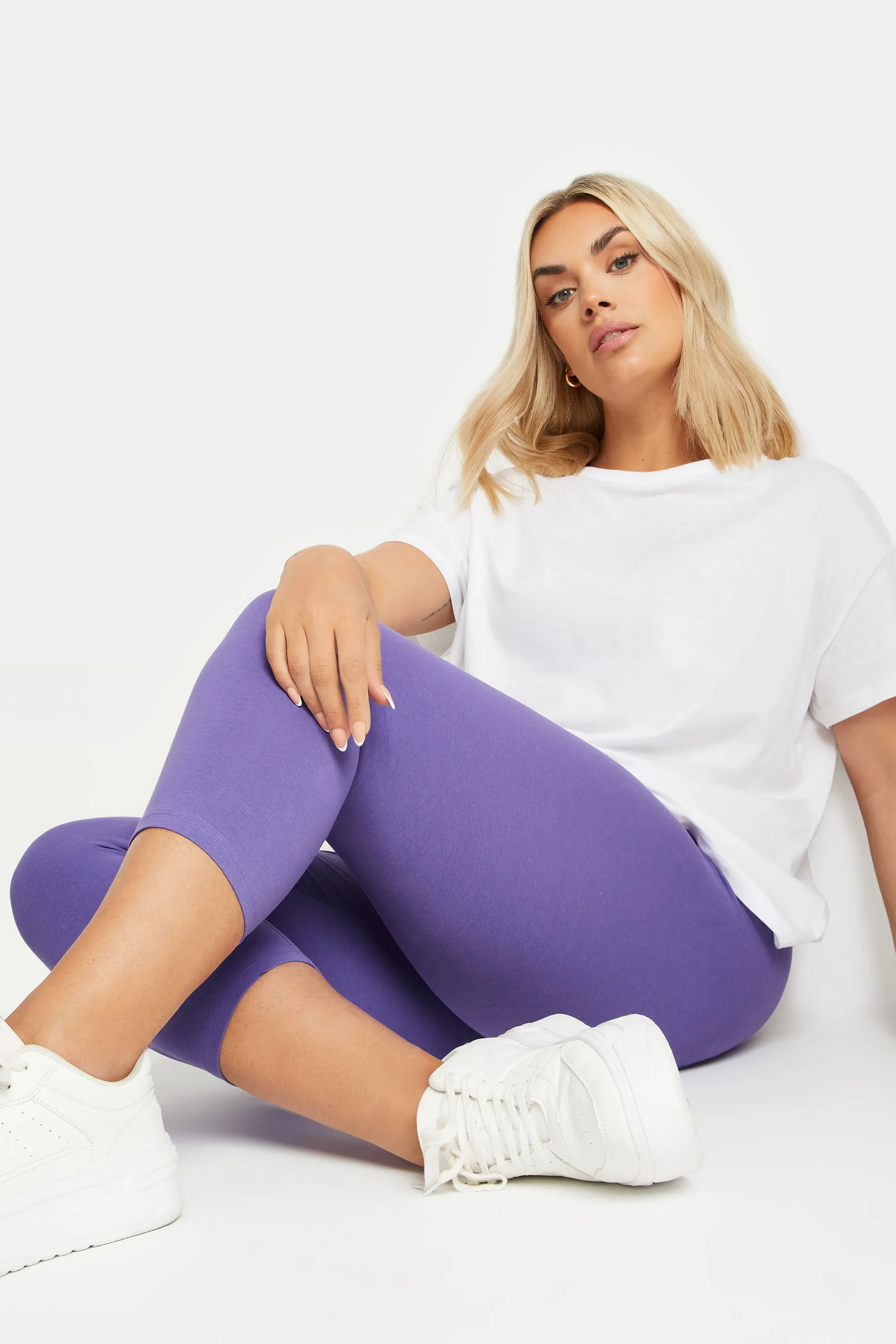 YOURS Curve Purple Cropped Leggings